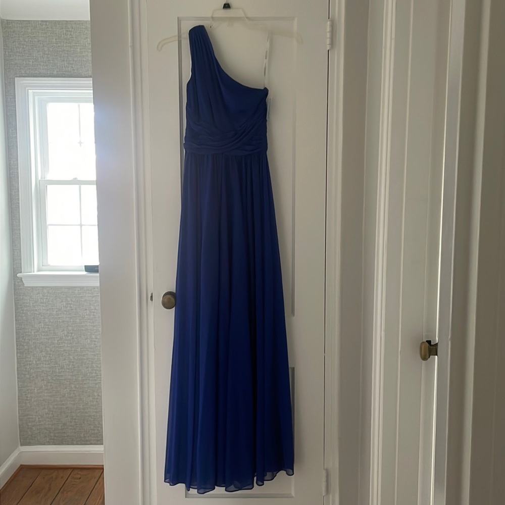 New David’s Bridal Cobalt One Shoulder Bridesmaid Dress - Size 4